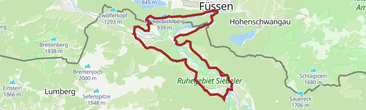 Route map: Highlighttour Musau - Pinswang - Vils | Radtour